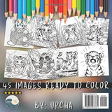 Baby Tiger Coloring Book For Kids: 45 Fun And Cute Tiger Animal Coloring Pages For Boys And Girls Who Loves Tigers Majosta