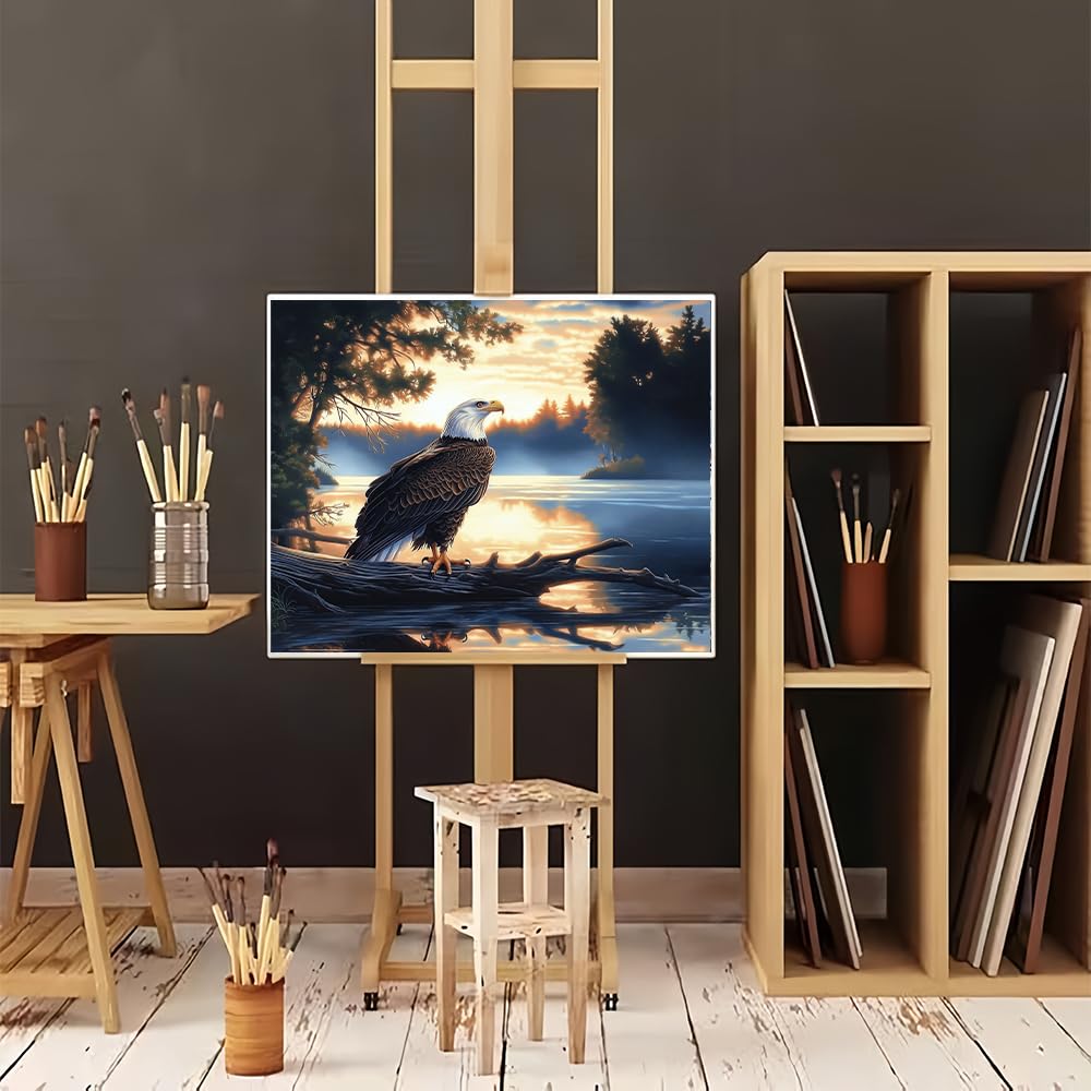 Natuyalo Paint by Numbers for Adults Beginner, Eagle on The Branch Acrylic Painting by Number Kits Animal DIY Art Craft Kits Suitable for Home Wall Decoration Frameless (16x20 Inch) Natuyalo