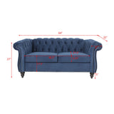 LEVNARY Velvet Sofa, Chesterfield Tufted Upholstered 2 Seater Couch, Modern Loveseat Couch Classic Furniture for Living Room Bedroom (Blue) LEVNARY