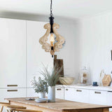 PUUPA Kitchen Light Fixtures,Farmhouse Pendant Light Single Adjustable Rustic Wooden Hanging Island Chandelier PUUPA