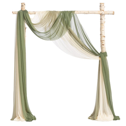 Ling's Moment Easy Hanging Wedding Arch Chiffon Drape 3 Panels White Ivory 26.5ft x 30" w Fabric for Wedding Ceremony Reception Swag Backdrop Home Decor Sheer Curtain Draping Outdoor Decorations