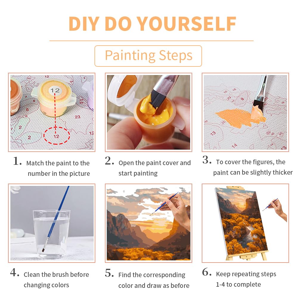 Mountain Valley Landscape Paint by Number for Adult, Lake Flower Paint by Number Kits, Sunset Scenery Nature Spring DIY Acrylic Painting for Home Decor(16×20inches, No Frame) ARNLRDYA