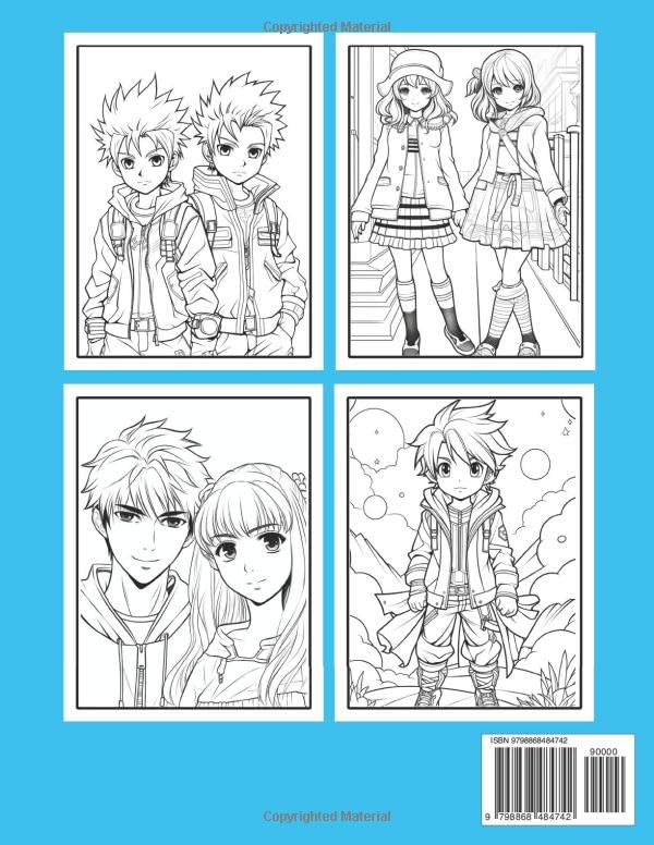 Anime Coloring Book For Teens: 50 Pages Of Japanese Anime Characters and Scenes - Anime and Manga Art - Detailed Coloring Pages for Teens WoodArtSupply