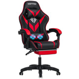 HOFFREE Massage Gaming Chair for Kids Computer Gamer Chair with Footrest and Lumbar Support Reclining PC Game Chair with Headrest for Gaming Room Red and Black HOFFREE