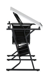 SD Studio Designs 2 Piece Eclipse Ultra Center/Drawing Table with Stool, Angle Adjustable Top, Storage Shelves, and Drawers SD STUDIO DESIGNS