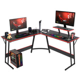 PayLessHere L Shaped Desk Corner Gaming Desk Computer Desk with Large Desktop Studying and Working and Gaming for Home and Work Place,Black PayLessHere
