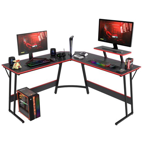 PayLessHere L Shaped Desk Corner Gaming Desk Computer Desk with Large Desktop Studying and Working and Gaming for Home and Work Place,Black PayLessHere