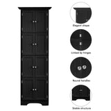 72 Inch Tall Corner Storage Cabinet with 8 Doors, 4-Tier Kitchen Pantry Storage Cabinet, for Living Room, Kitchen, Office, Bathroom, Black WoodArtSupply