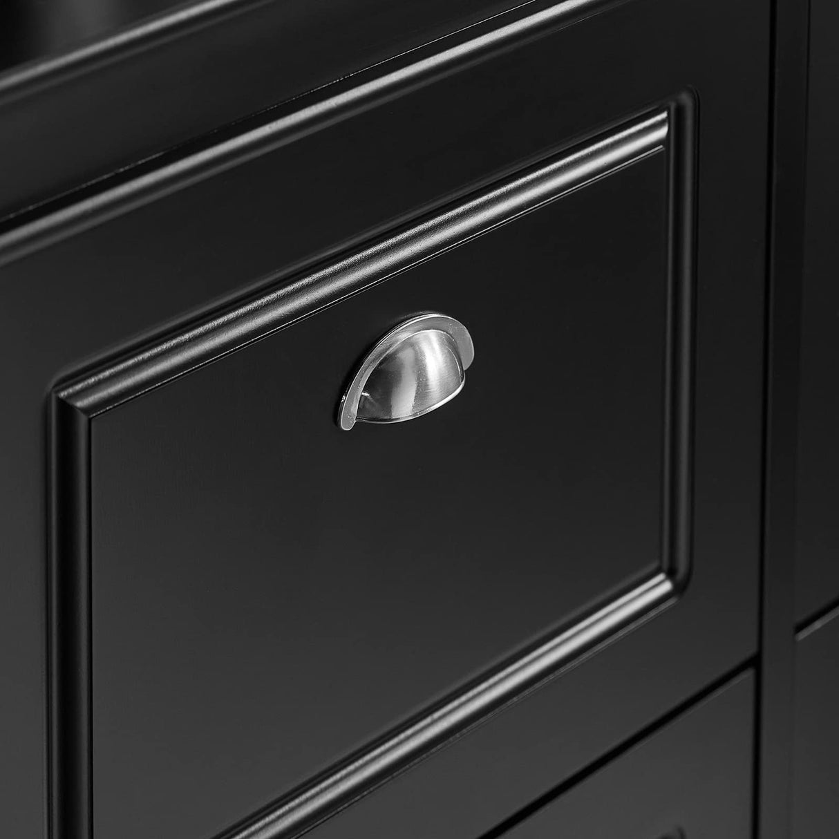 Haotian Modern Black Freestanding Shoe Cabinet with 4 Flip Drawers, 8 Levels, W41.3 x D9.5 H32.7 in., Entryway Shoe Organizer Haotian