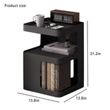 BUZUEY Side Table,Modern end Table,Unique nightstand,Black Metal Bedside Table,3-Tier Accent Table with Storage for Bedroom,Living Room,Small Space,Couch.No Assembly Required BUZUEY