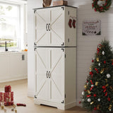 Kitchen Pantry Storage Cabinet,72" Freestanding Cupboard with 4 Barn Doors,Drawer and Adjustable Shelves,Wood Food Pantry for Kitchen, Dining Room, Bathroom,White Vipbear