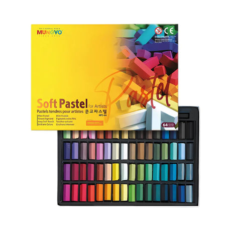 MUNGYO Soft Pastel Set – 64 Vibrant Colors for Artists | Smooth & Blendable | Square Shape MUNGYO