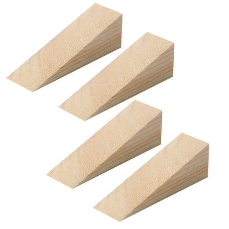 Small Wooden Door Stop Stopper Wedge, 4 Pack Soild Wood Non-Slip Doorstop Wedge with Sturdy and Durable, Security Door Stopper Fit for Bottom of Door On Tile, Concrete, Carpet, Wooden Floor (4 Pack) Homakover