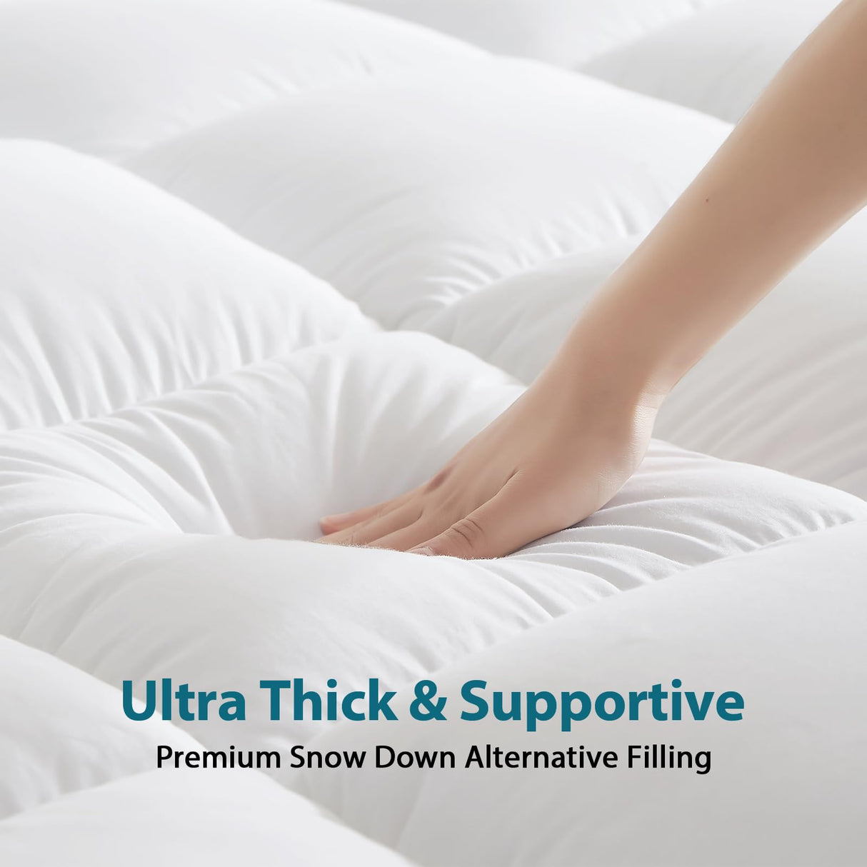 CYMULA Queen Mattress Topper for Back Pain - Extra Thick Cooling Mattress Pad Cover for Queen Size Bed - Soft Mattress Protector Pillow Top with 8-21 Inch Deep Pocket 3D Snow Down Alternative Fill CYMULA