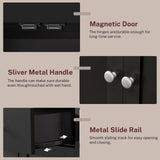 TEENFON 72” Kitchen Pantry Cabinet, with 6 Hanging Shelves & 1 Large Drawer, Adjustable Shelf, for Dinging Room, Living Room, Black TEENFON