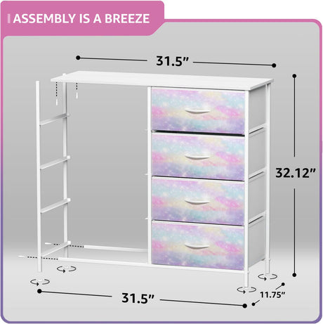 Sorbus Kids Dresser with 8 Drawers - Storage Chest Organizer Unit Nightstand - Steel Frame, Wood Top, Tie-Dye Fabric Bins for Clothes - Wide Furniture for Bedroom, Hallway, Nursery, Closet, Apartment Sorbus