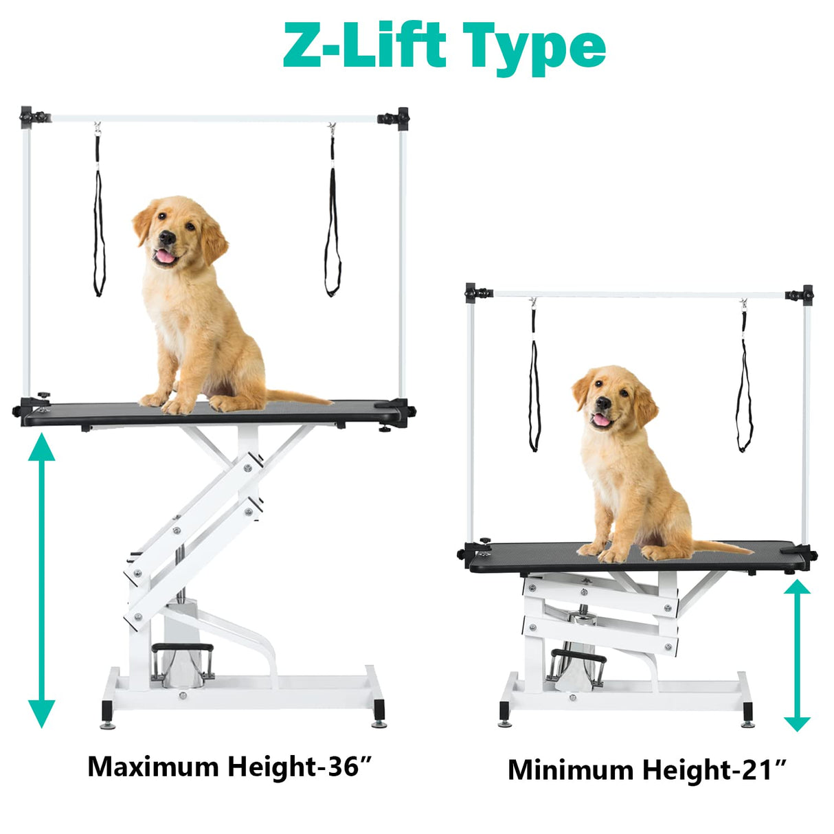 JINTANGLI PET Hydraulic Pet Dog Grooming Table for Dogs & Cats, Heavy Duty Large Groomming Table with Adjustable Arm Noose, Maximum Capacity Up to 300lbs, 42.5inch, Black JINTANGLI PET