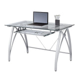 Realspace® Vista 48"W Glass Computer Desk, Silver Realspace