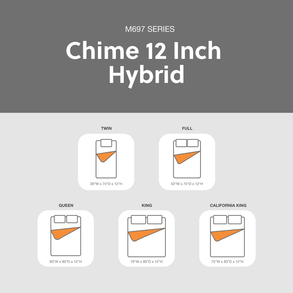 Signature Design by Ashley Full Size Chime 12 Inch Medium Firm Hybrid Mattress with Cooling Gel Memory Foam Signature Design by Ashley