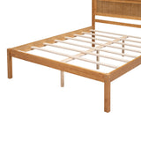 P PURLOVE Full Size Bed Frame,Solid Wood Platform Bed with Headboard,No Box Spring Needed,Oak P PURLOVE