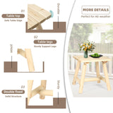 EPICOZY Outdoor Adirondack Log Side Table, 19.5" Thick Wooden Patio Square End Table with Slatted Tabletop, Solid Wood Rustic Accent Table for Indoor & Garden Deck Porch Balcony Backyard, Natural EPICOZY