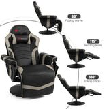 Goplus Massage Gaming Chair, Racing Style Gaming Recliner w/Adjustable Backrest and Footrest, Ergonomic High Back PU Leather Computer Office Chair Swivel Game Chair w/Cup Holder and Side Pouch Goplus
