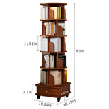 Rotating Bookshelf 6 Tier, 360° Spinning Bookshelf Tower with Lockable Wheels, Corner Shelf for Small Spaces, Kids Room, Living Room, Bedroom, Office Storage Solution, Walnut Revolving Bookcase VireoNest