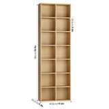 FOTOSOK 71’’ Narrow Bookshelf and Bookcase, Wooden Shelf 7 Tier Media Storage Tower Rack, CD DVD Storage Tower Rack with Adjustable Shelves,Double Wide Slim Bookshelf Cube Storage Organizer, Natural FOTOSOK