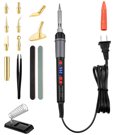 3D Printer Smoothing Tool Kit,14 PCS 3D Printing Modify Finishing Tool, 80w LCD Digital Adjustable Temperature Fast Heating Printing Tool for Smoothing, Repairing,and Modifying 3D Printed Parts SARDVISA