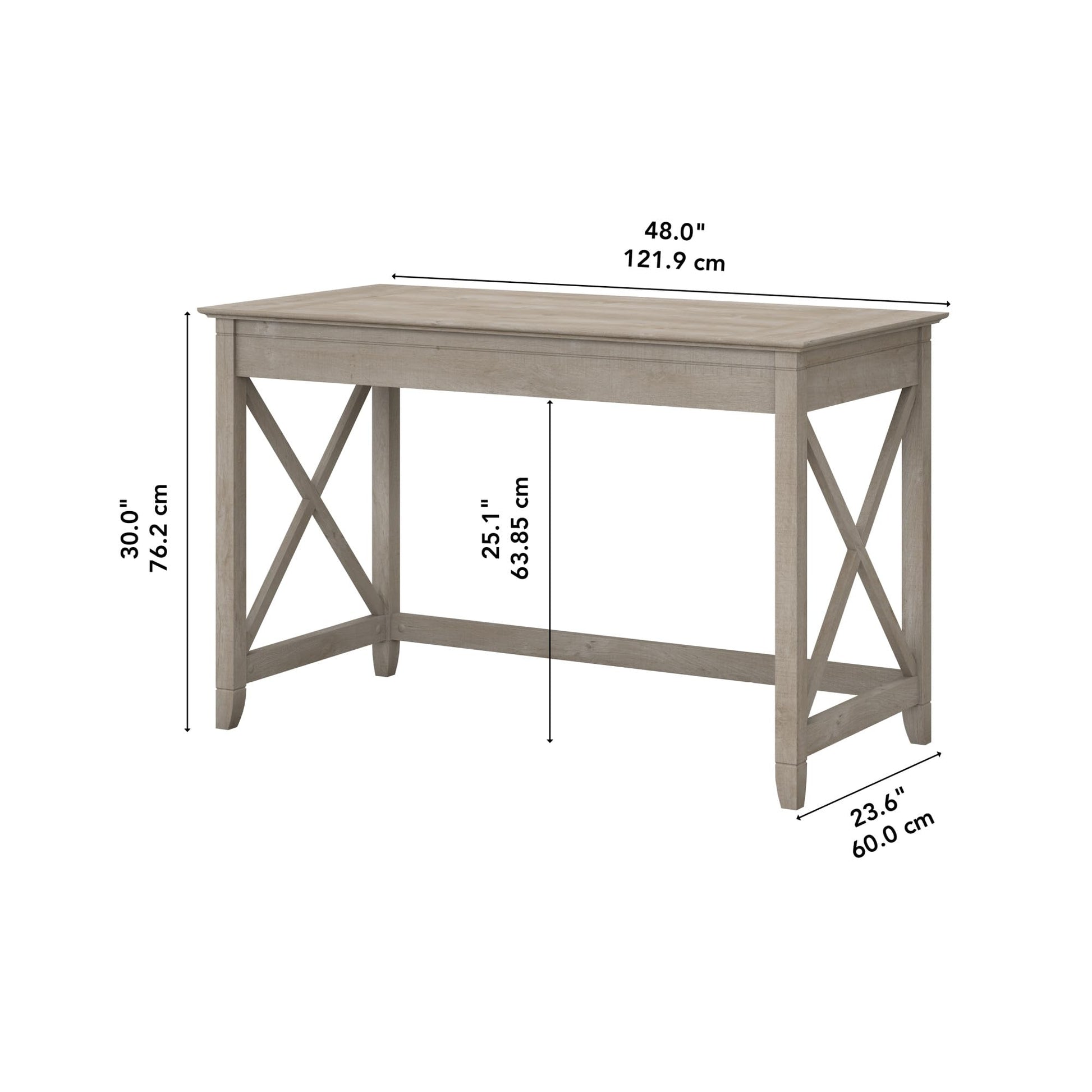 Bush Furniture Key West Writing Table for Home Office | Small Modern Farmhouse Desk, 48W, Washed Gray - WoodArtSupply