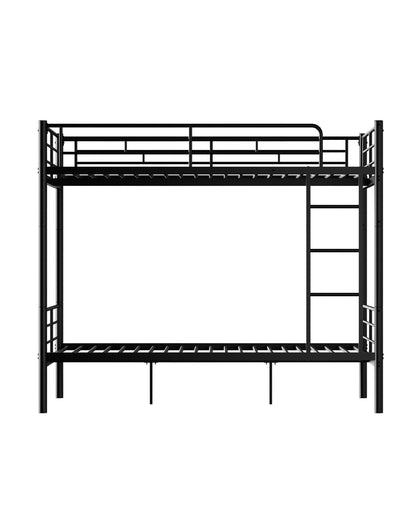 Miscoos Twin Over Twin Metal Bunk Bed with Ladder and Full-Length Guardrail, Heavy Duty Bed Frame with Soundproofing Mat, Convertible into 2 Individual Twin Beds for Kids, Teens, and Adults, Black