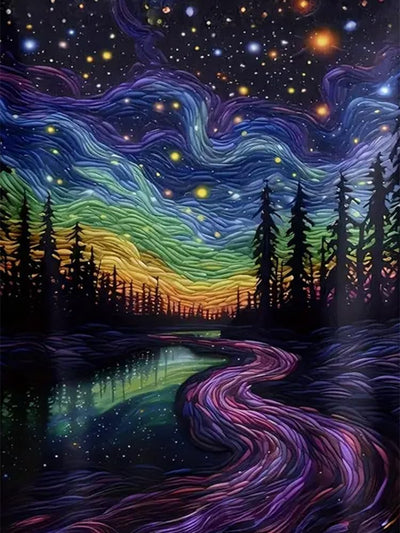 YQFCZDQ Aurora Landscape Diamond Art Kits for Adults,DIY Forest Starry Sky 5D Diamond Painting Kits Round Diamond Dots for Beginners,Full Drill Paint with Diamonds Pictures Gem Art Home Decor 12x16 In