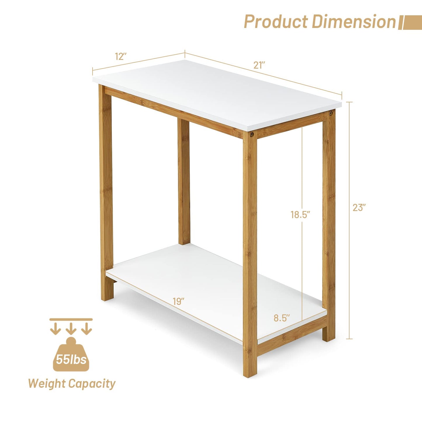 Giantex Bamboo Side Table, Modern End Table with Bamboo Frame & Storage Shelf, Compact Nightstand for Small Space, Lightweight Bedside Table for Living Room Bedroom Balcony Family - WoodArtSupply