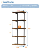 Harwaya 5 Tier Wall Bookshelf Unit for Bedroom Books, Large Floating Book Shelves Wall Mounted, Rustic Wood Lack Tiered Hanging Shelf for Kitchen Office Living Room Corner (Dark Brown) Harwaya