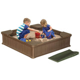 Modern Home 4ft x 4ft Weather Resistant Outdoor Sandbox Kit w/Cover Vandue
