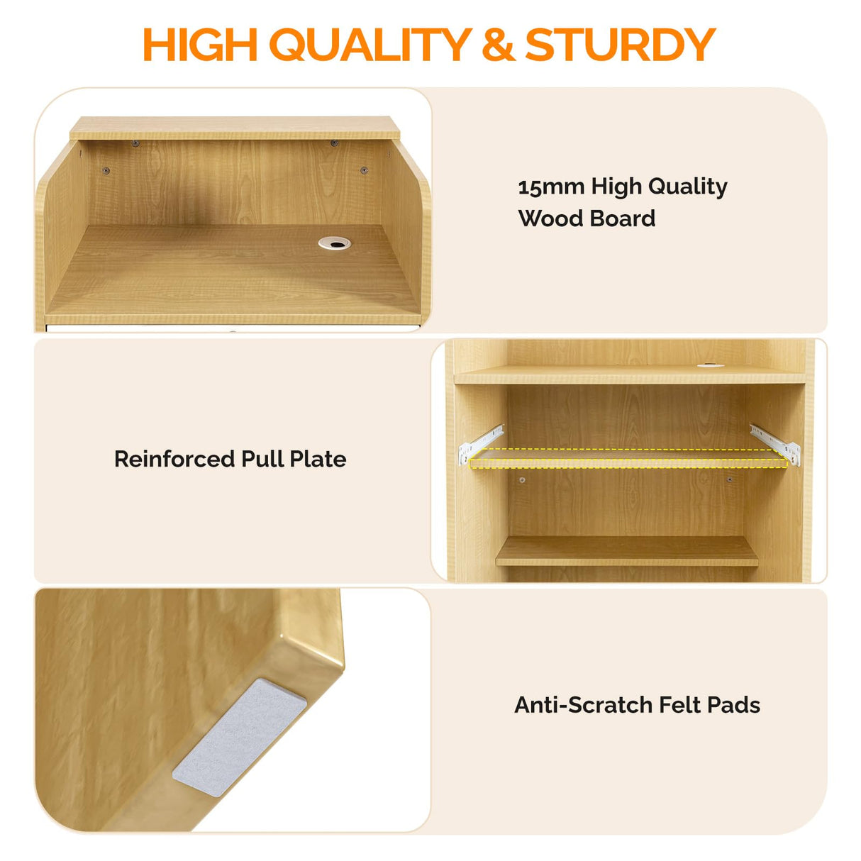 OmySalon Reception Desk with Counter, Small Front Desk w/Lockable Drawer, Wooden Modern Reception Table for Salon Lobby Office Home (Original Wood, 24) OmySalon