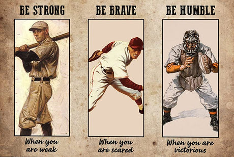 Jigsaw Puzzles 300 Pieces Baseball Poster Be Strong When You are Weak, Be Brave Be Humble Poster Educational Puzzle Family Game Gift for Adults and Kids Perfect for Family or Dat Curteny