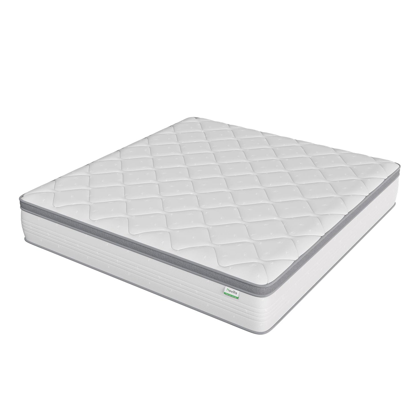 Novilla Queen Mattress, 12 Inch Hybrid Mattress Queen with Comfort Foam,Innerspring Pillow Top Queen Mattress in a Box, Queen Size Mattress for Pressure & Pain Relief, Soft Feel but Supportive