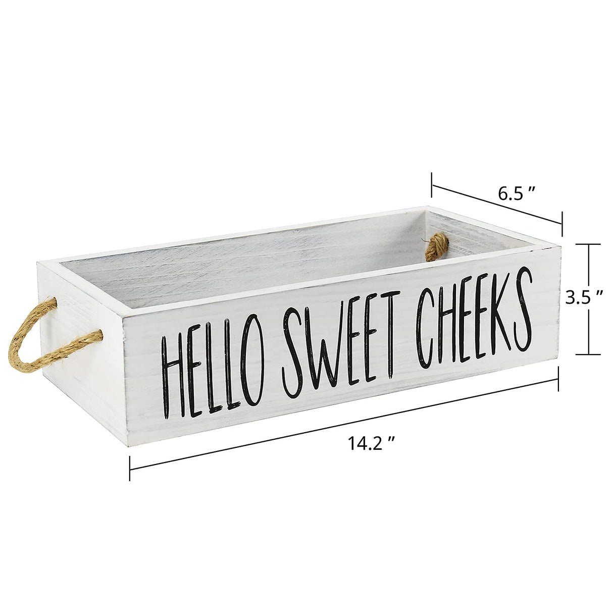 Bathroom Decor Box 2 Sides Funny Toilet Paper Holder Wood Tank Box Over Toilet Paper Storage Basket with Rope Handle Rustic Bathroom Paper Organizer Box with Funny Sign Farmhouse Home Decor Box ANRXNCY