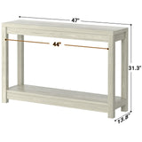 Besiost 47" Farmhouse Wood Entryway Table Narrow Console Table with Storage Behind Couch Sofa Table with Shelves Entry Way Table with Open Storage, Easy Assembly, Classical Washed Oak Besiost