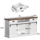 AntsandAnts Farmhouse TV Stand with Sliding Barn Doors & 2 Drawers - Entertainment Center for 65 inch TV, Rustic TV Console with Storage, Living Room TV Cabinet for 65" Television, White AntsandAnts