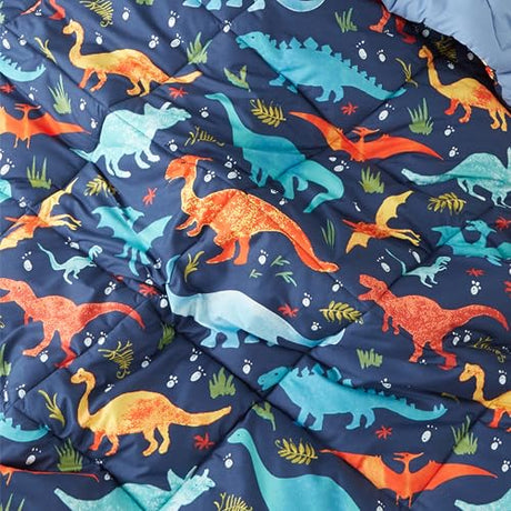 PPOLCA Twin Dinosaur Kids Bedding Set for Boys, 2 Pieces Twin Dinosaur Kids Comforter Sets for Boys, Super Soft Lightweight for All Seasons, Includes 1 Comforter (66"x86") and 1 Pillowcase(20"x26"+2") PPOLCA