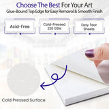 Ashby for Kids - 1 Pad (50 Sheets) of Premium Quality (220 GSM) Watercolor, Drawing, Finger Paint and Sketch Paper - Glue Bound Binding for Easy Removal - Natural White Ashby