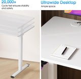 BLKMTY Electric Standing Desk Adjustable Height Computer Desk 24"x55" Home Office Desk Ergonomic Raising Desk Sit Stand Desk with Headphone Hook 20db Noiseless Lifting Desk for Adult, White BLKMTY