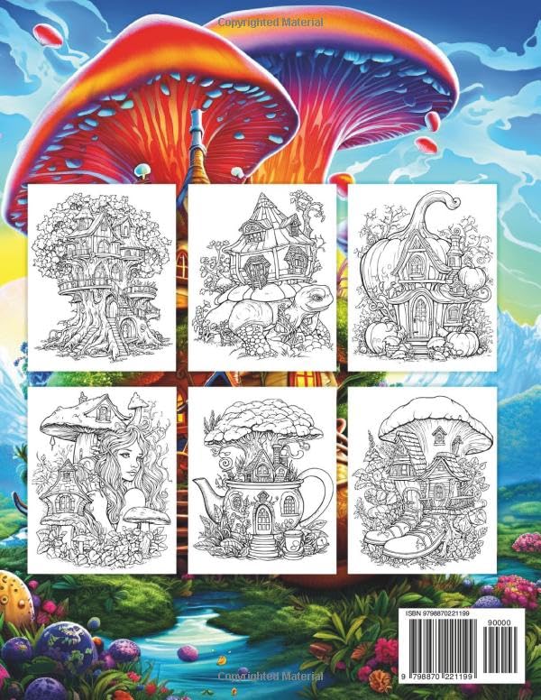 Fantasy Fairy Homes Coloring Book for Adults: A Stress-Relieving Mystical Fairytale Architecture Full of Whimsical Images Enchanted Dwellings and Magical Scenes WoodArtSupply