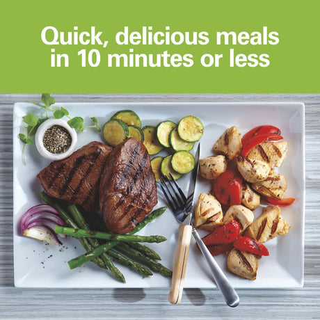 Hamilton Beach Electric Indoor Grill, 6-Serving, Large 90 sq. in. Nonstick Easy Clean Plates, Floating Hinge for Thicker Foods, 1200 Watts, 6.38"D x 12.68"W x 13.78"H , Silver (25371) Hamilton Beach