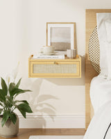 AEPOALUA Floating Nightstand,Wall Mounted Night Stand with Drawer,Small Floating Shelves,Floating Wood Bedside Table for Bedroom、Living Room、Bathroom AEPOALUA