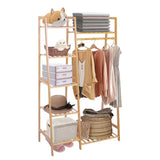 Ufine Bamboo Garment Rack 7-Tier Storage Shelves Clothes Hanging Rack, Heavy Duty Clothing Rack Minimalism Wardrobe Closet Organizer for Indoor Ufine