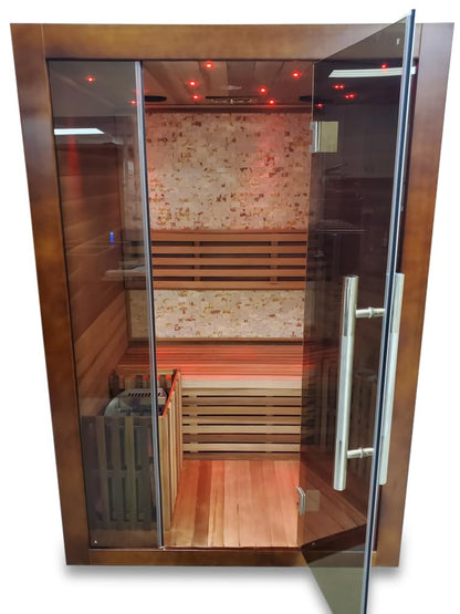 Canadian Red Cedar Wood Swedish Indoor Traditional Wet/Dry 1-2 Person Sauna SPA with 6KW 200F Heater and Rocks - WoodArtSupply