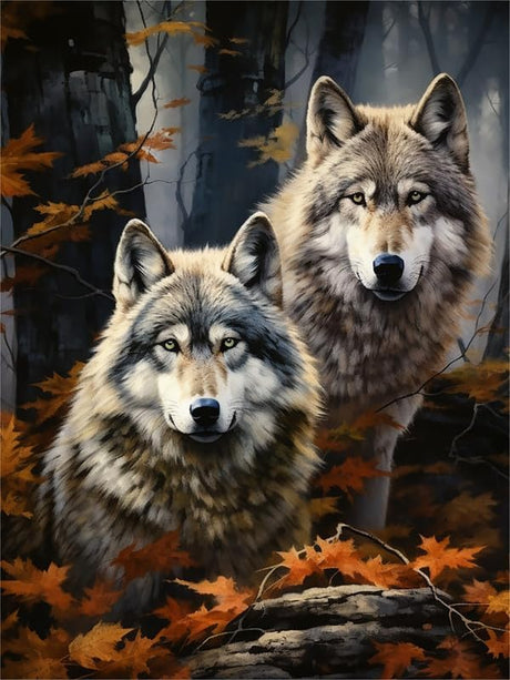 Zariocy 5D Diamond Art Kits for Adults Two Wolf, DIY Diamond Painting Art Animals Round Full Drill Crystal Diamond Embroidery Paintings Arts Craft for Home Office Wall Decor 12x16 inch Zariocy